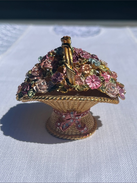 Versailles Other - Versailles Collection Bejeweled Enamel Small Flower Basket Trinket Jewelry Box
